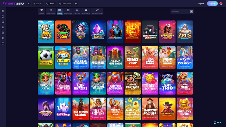 BetGem Casino — Games lobby