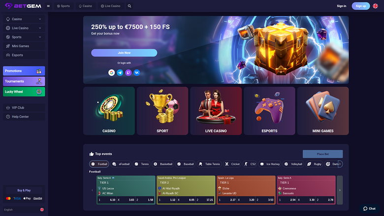 BetGem Casino — Homepage