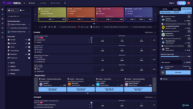BetGem Casino — Sportsbook