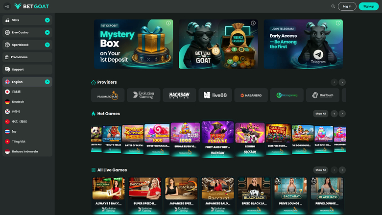 BetGoat Casino — Homepage