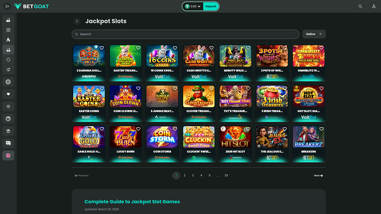 BetGoat Casino — Jackpot games