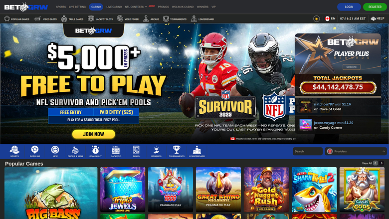 BetGrw Casino — Homepage