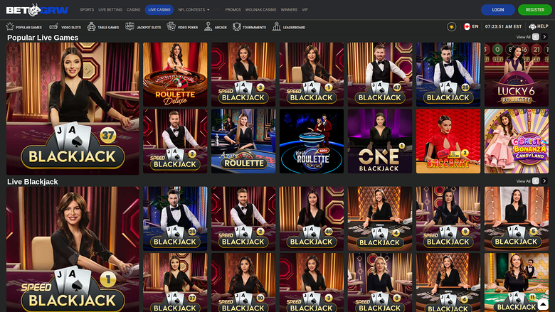 BetGrw Casino — Live dealer lobby