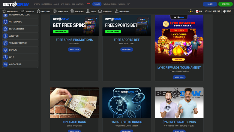 BetGrw Casino — Promotions page