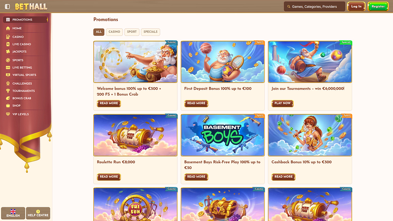 Bethall Casino — Promotions page