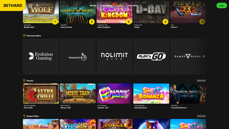 BetHard Casino — Games by studio