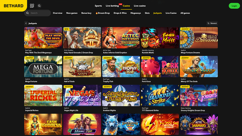 BetHard Casino — Jackpot games