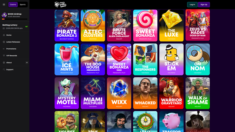 BetHog Casino — Games lobby