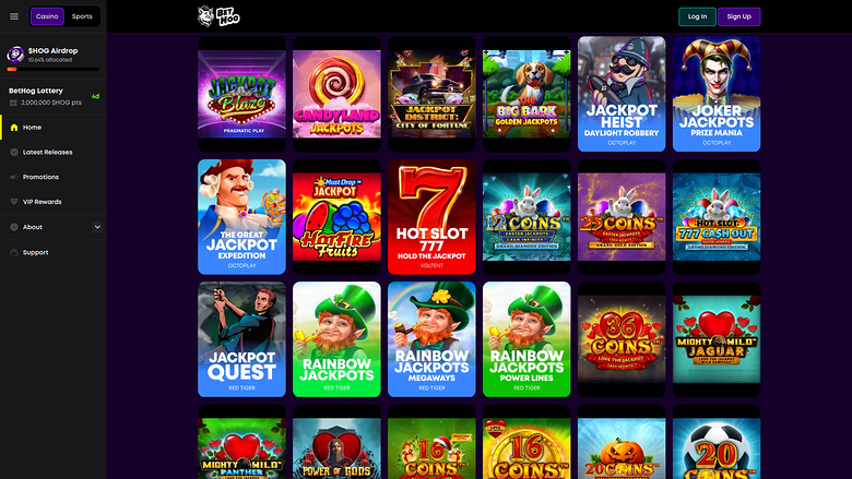 BetHog Casino — Jackpot games