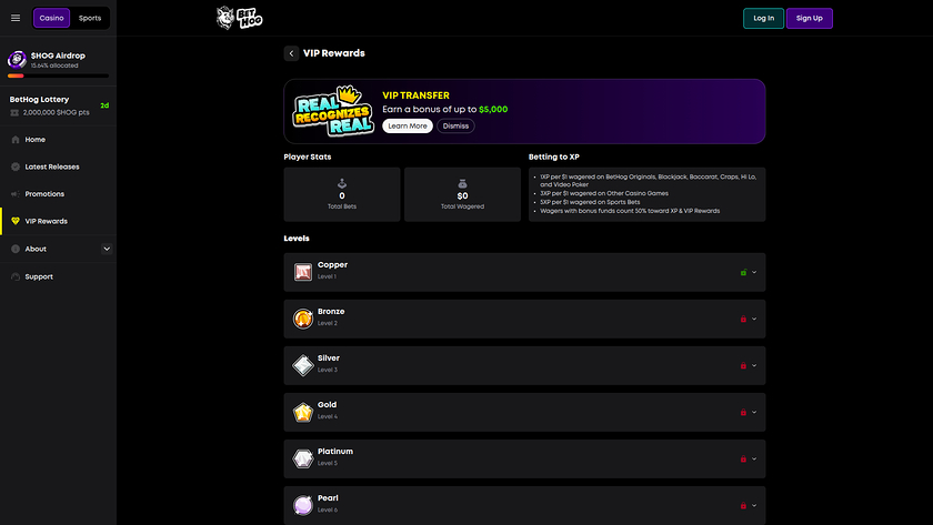BetHog Casino — VIP section