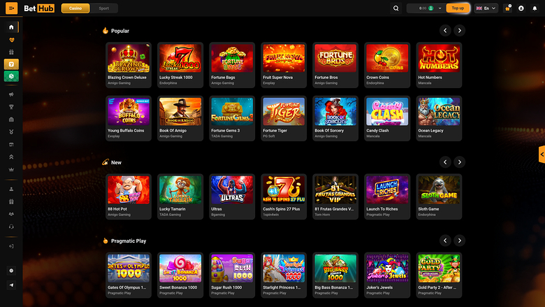 BetHub Casino — Games lobby