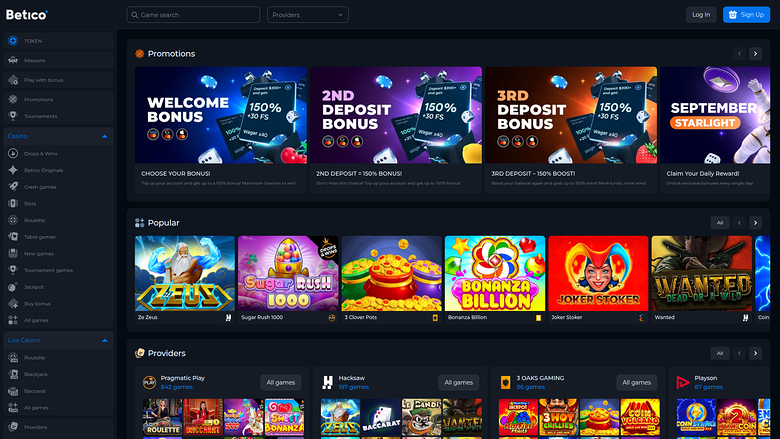 Betico Casino — Homepage