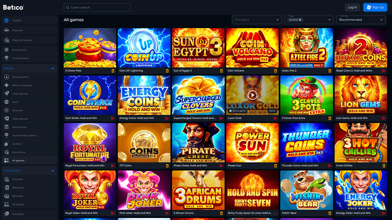 Betico Casino — Jackpot games