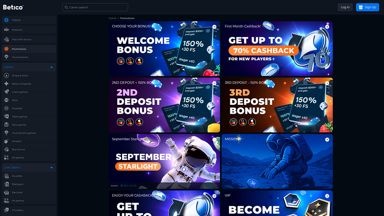 Betico Casino — Promotions page