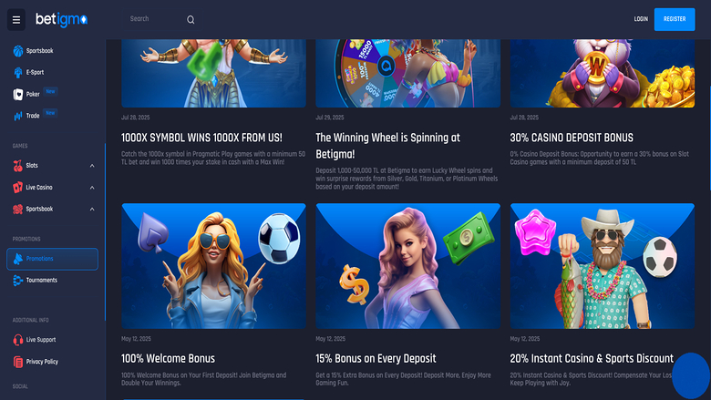 Betigma Casino — Promotions page