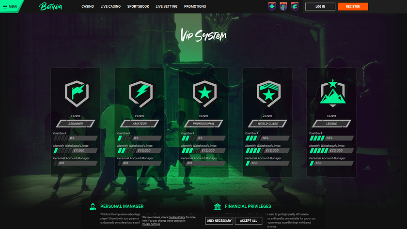 Betinia Casino — VIP section