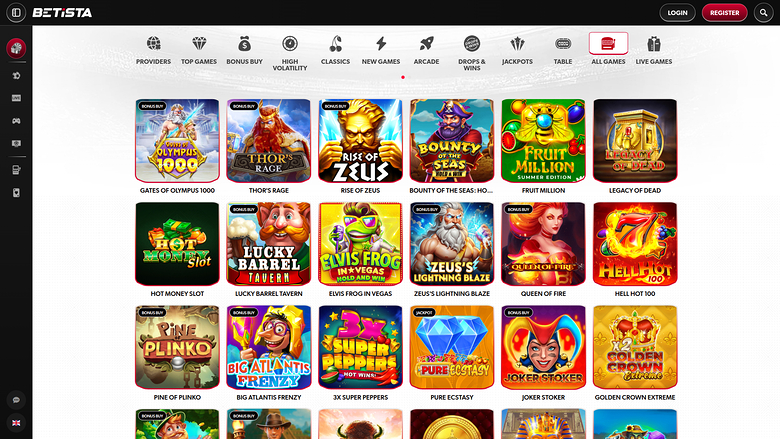 Betista Casino — Games lobby