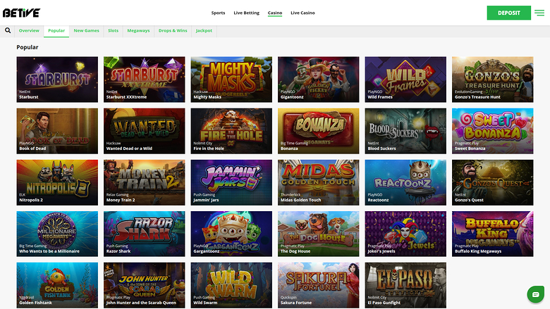 Betive Casino — Games lobby