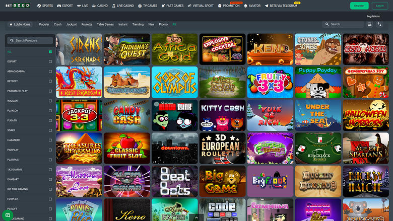 BetJara Casino — Games lobby