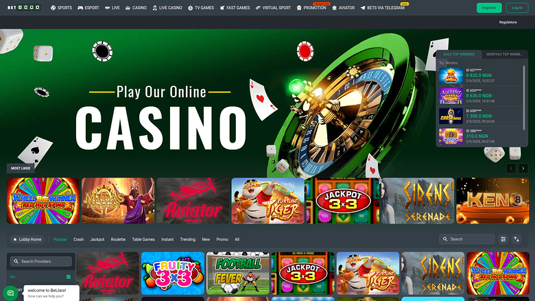 BetJara Casino — Homepage