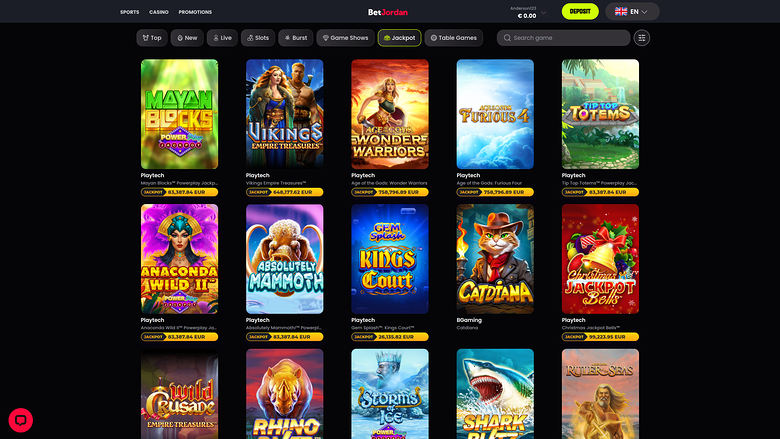 BetJordan Casino — Jackpot games