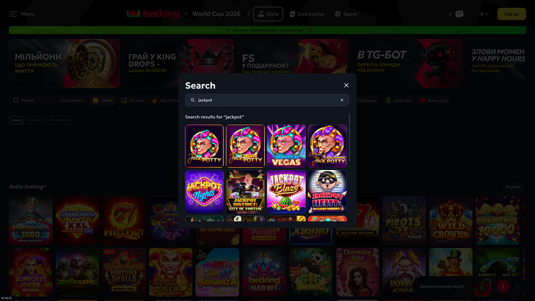 Betking Casino — Jackpot games