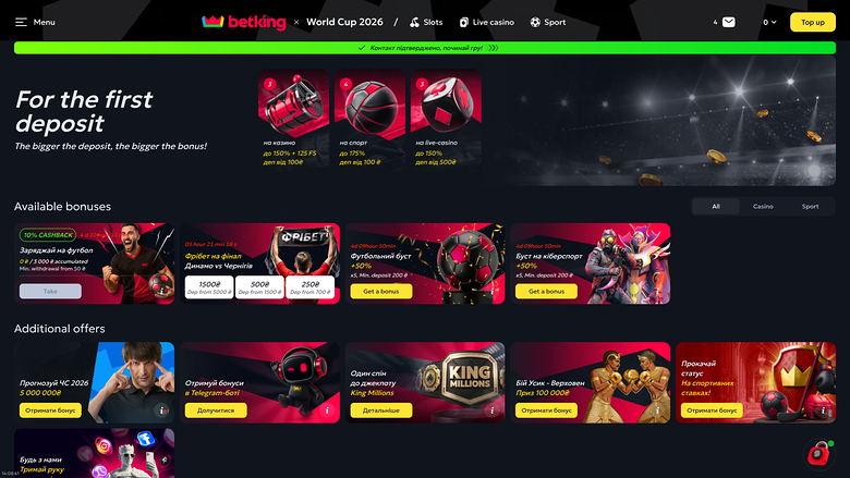 Betking Casino — Promotions page