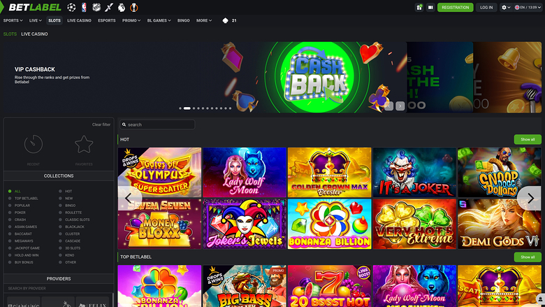 BetLabel Casino — Games lobby