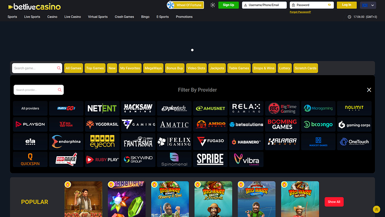 BetLive Casino — Games by studio