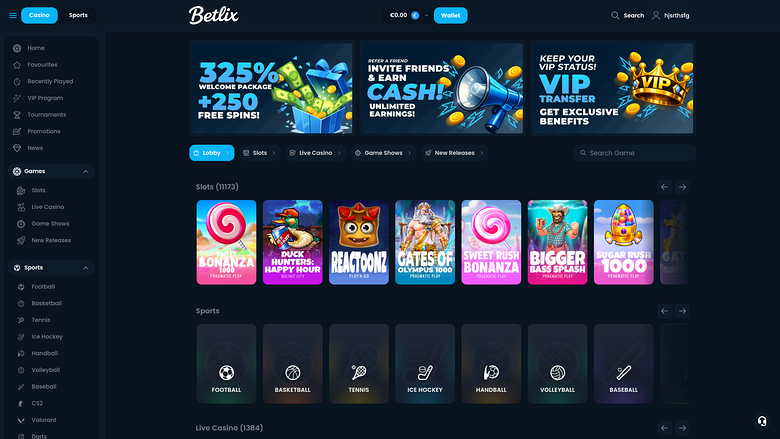 Betlix Casino — Homepage