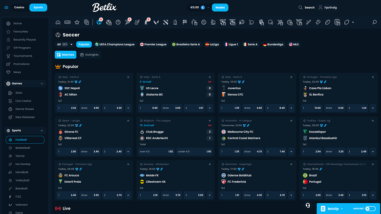 Betlix Casino — Sportsbook