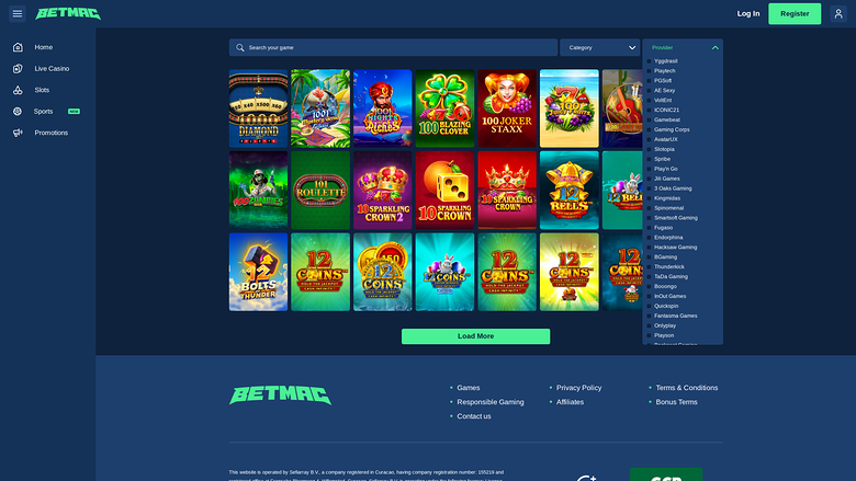 Betmac Casino — Games by studio