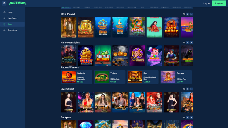 Betmac Casino — Games lobby