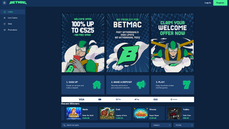 Betmac Casino — Homepage
