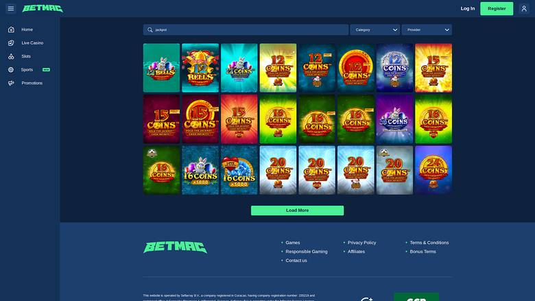 Betmac Casino — Jackpot games
