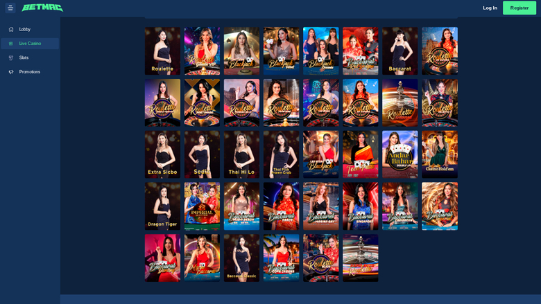 Betmac Casino — Live dealer lobby