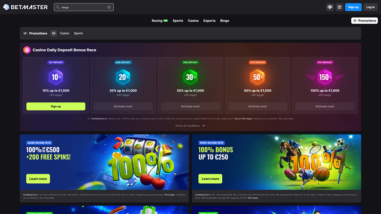 Betmaster Casino — Promotions page