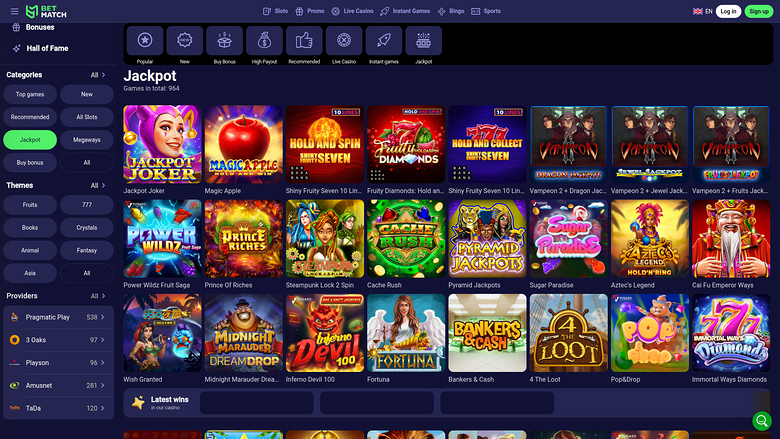 Betmatch Casino — Jackpot games