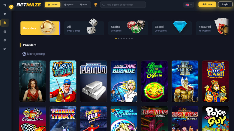 Betmaze Casino — Games by studio