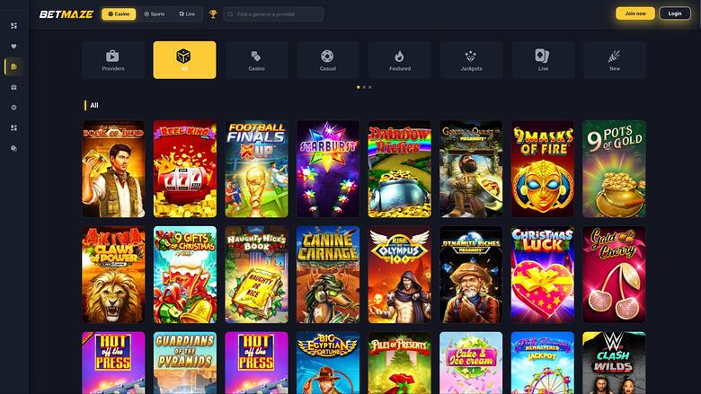 Betmaze Casino — Games lobby