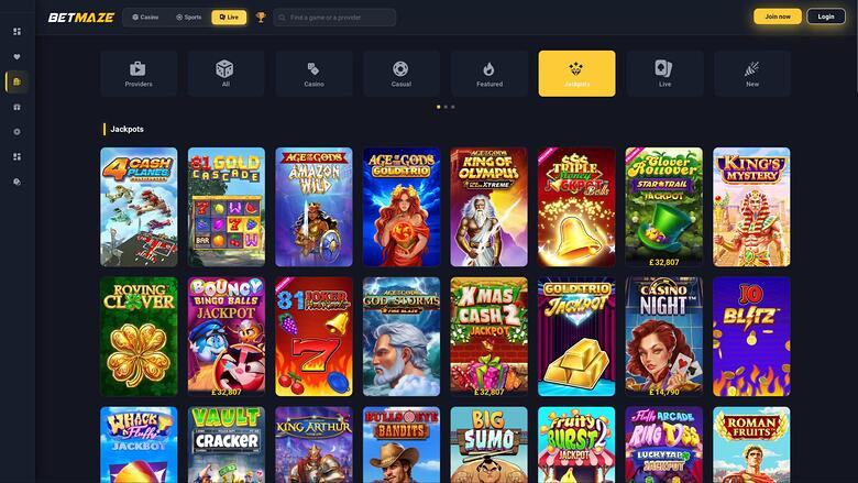 Betmaze Casino — Jackpot games
