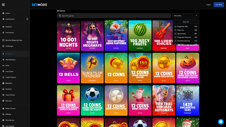 Betmode Casino — Game develoeprs