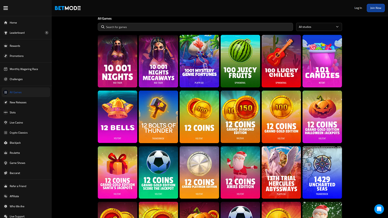 Betmode Casino — Games lobby