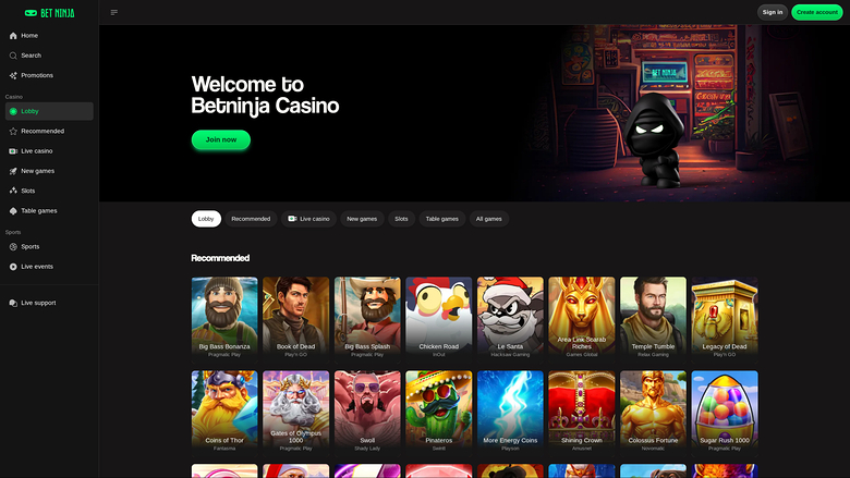 Betninja Casino — Games lobby