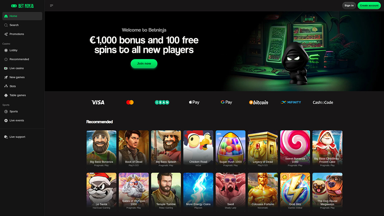 Betninja Casino — Homepage