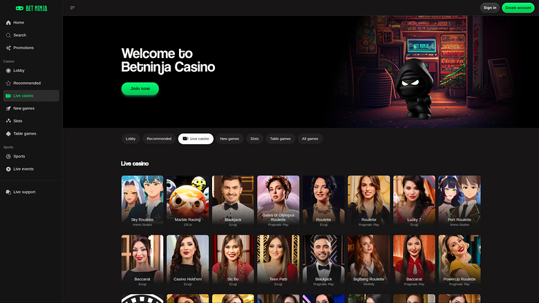 Betninja Casino — Livedealer