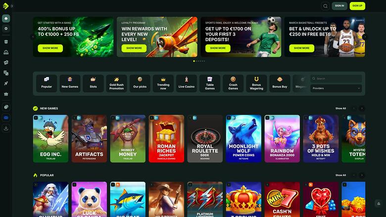 BetNjet Casino — Homepage