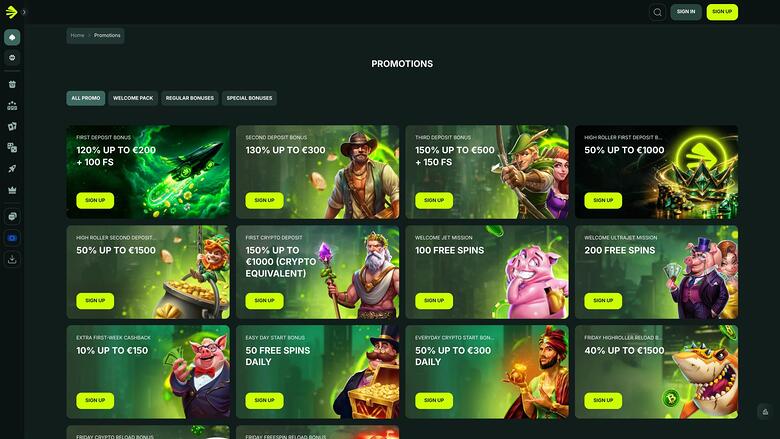 BetNjet Casino — Promotions page