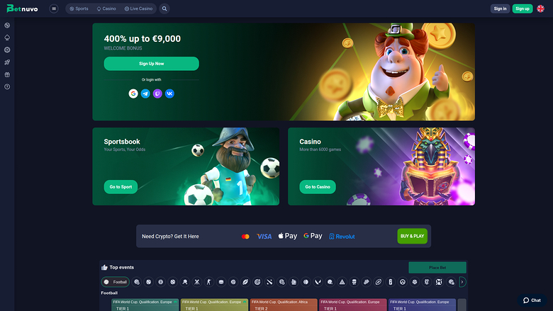 BetNuvo Casino — Homepage