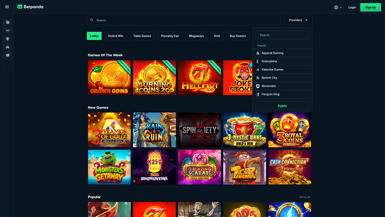 BetPanda Casino — Games by studio
